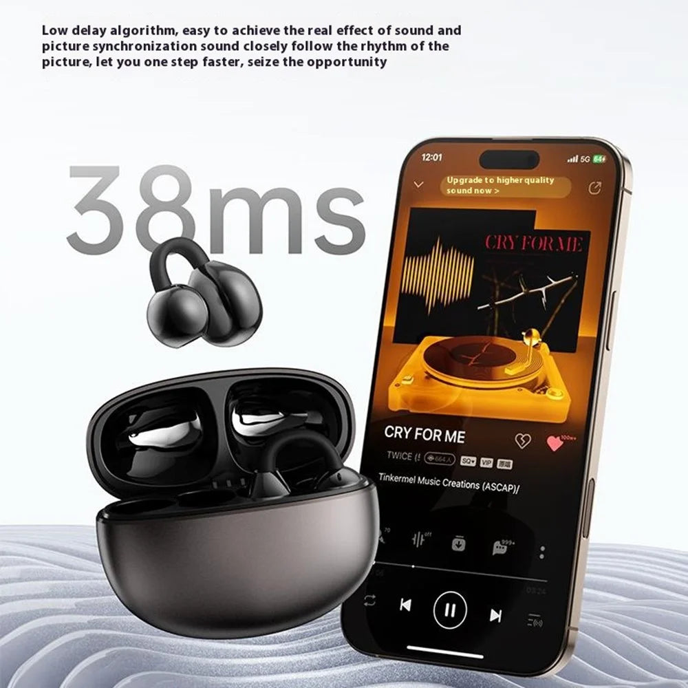 J07 Ear Clip TWS Wireless Bluetooth-compatible Earbuds Sport Headphones with Metal Charging Case - Tarnish - 5