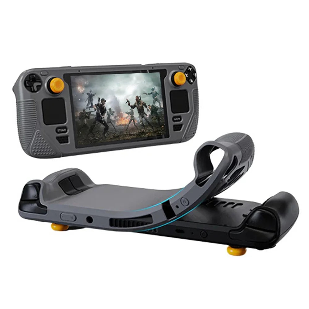 SYNTECH For Steam Deck OLED / LCD Console Silicone Protective Case All-Round Protection Cover with Thumb Grips - Grey - 1