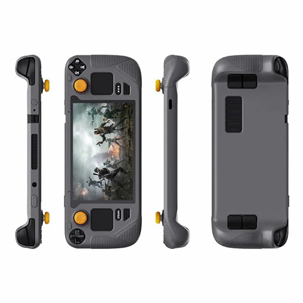 SYNTECH For Steam Deck OLED / LCD Console Silicone Protective Case All-Round Protection Cover with Thumb Grips - Grey - 3