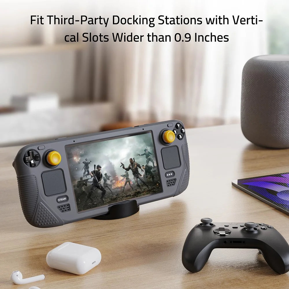 SYNTECH For Steam Deck OLED / LCD Console Silicone Protective Case All-Round Protection Cover with Thumb Grips - Grey - 4
