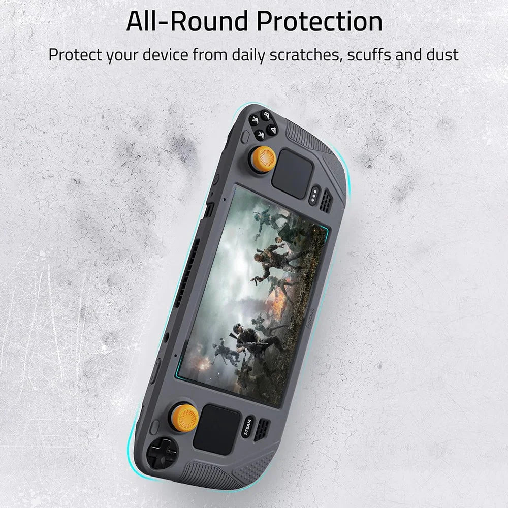 SYNTECH For Steam Deck OLED / LCD Console Silicone Protective Case All-Round Protection Cover with Thumb Grips - Grey - 7