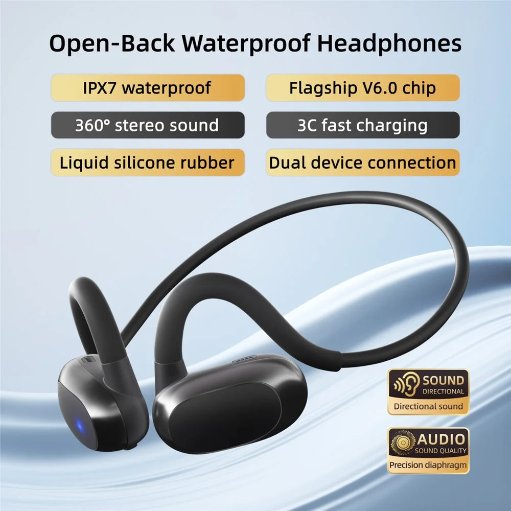 F25-B Open-Ear Air Conduction Headset Wireless Headphones IPX7 Waterproof Sports Earphones for Outdoor / Fitness - Black - 3