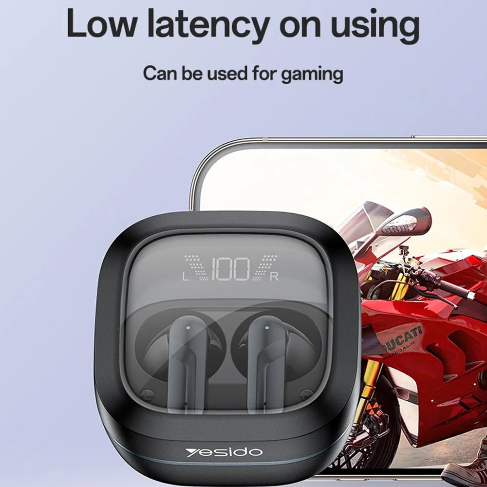 YESIDO TWS36 Wireless Bluetooth-compatible Earbuds Low Latency TWS Earbuds Semi In Ear Headphones - 6