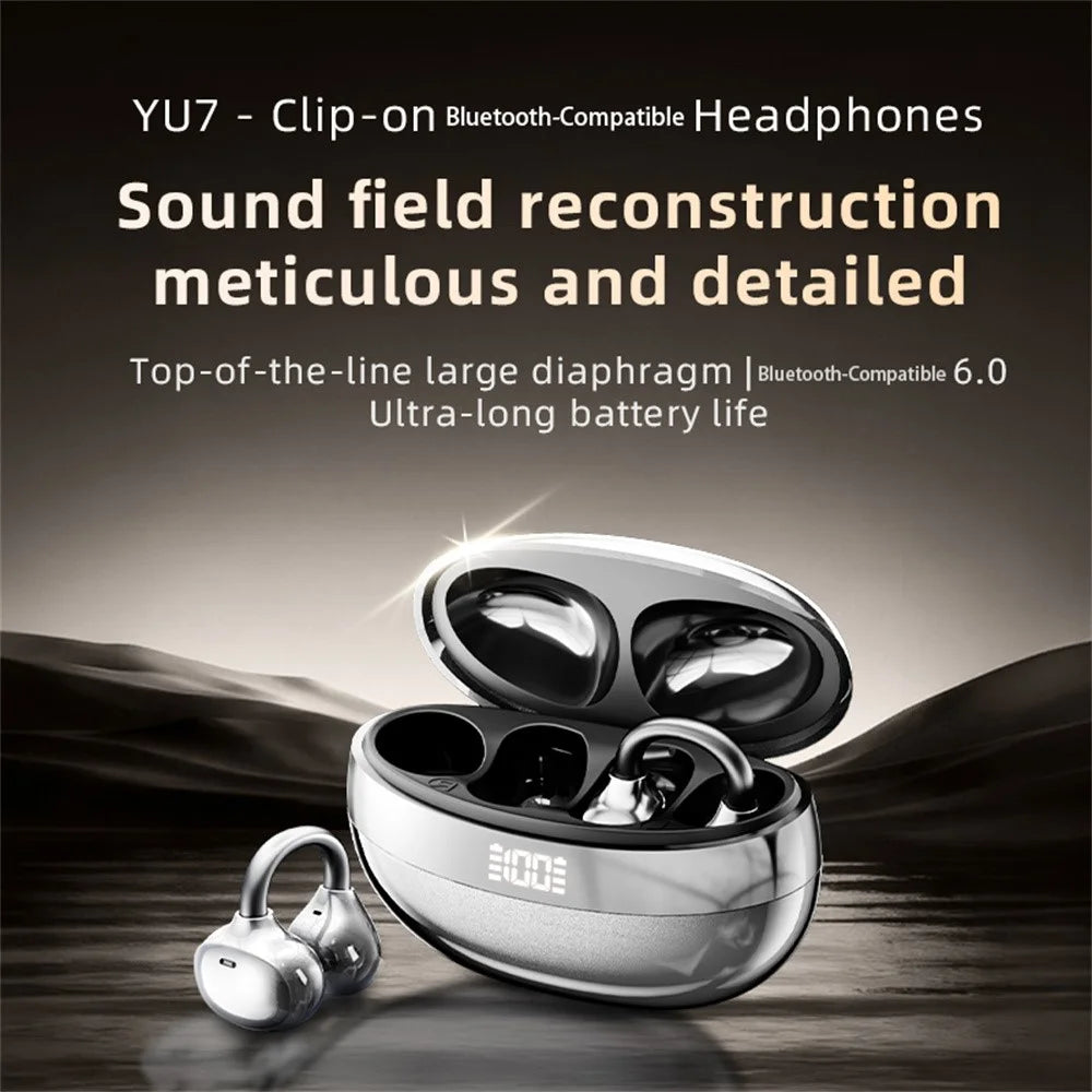 YU7 ENC Noise Reduction Wireless Headphones Clip On Sports Bluetooth-compatible Earphones - Black - 2