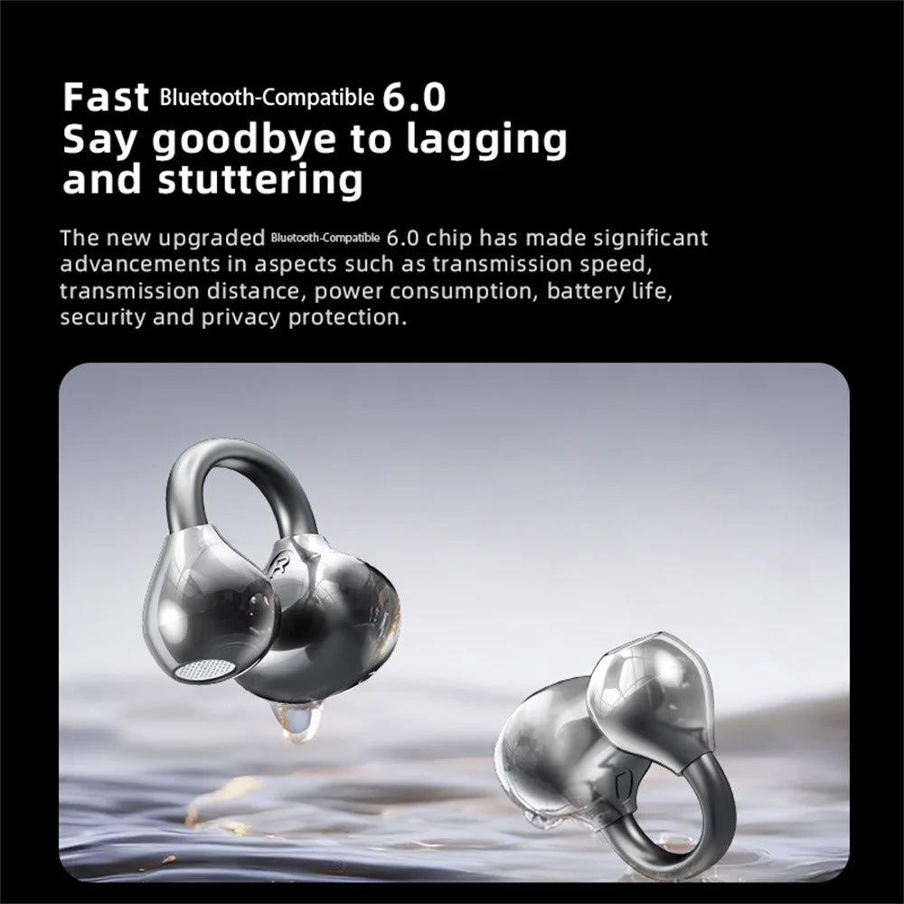 YU7 ENC Noise Reduction Wireless Headphones Clip On Sports Bluetooth-compatible Earphones - Black - 7