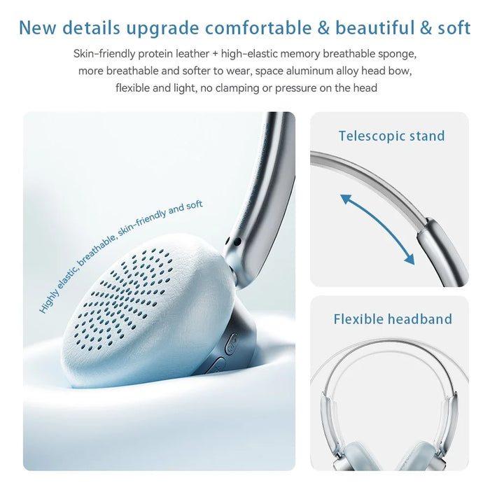 ZAODON mini Bluetooth-compatible 6.0 Headphones High Definition Audio Wireless Over Ear Headset - Blue - 7