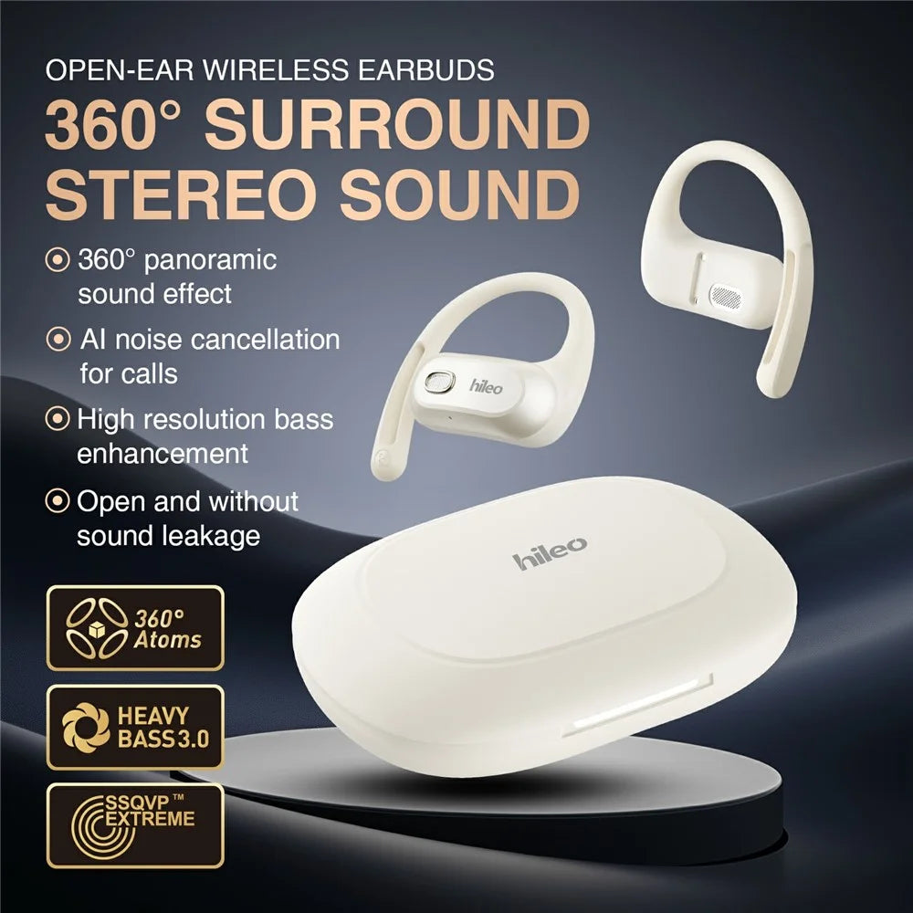 HILEO HI93 OWS Open Ear Bluetooth-compatible 6.0 Headphones Noise Cancelling Wireless Earphones for Running Sports - White - 4