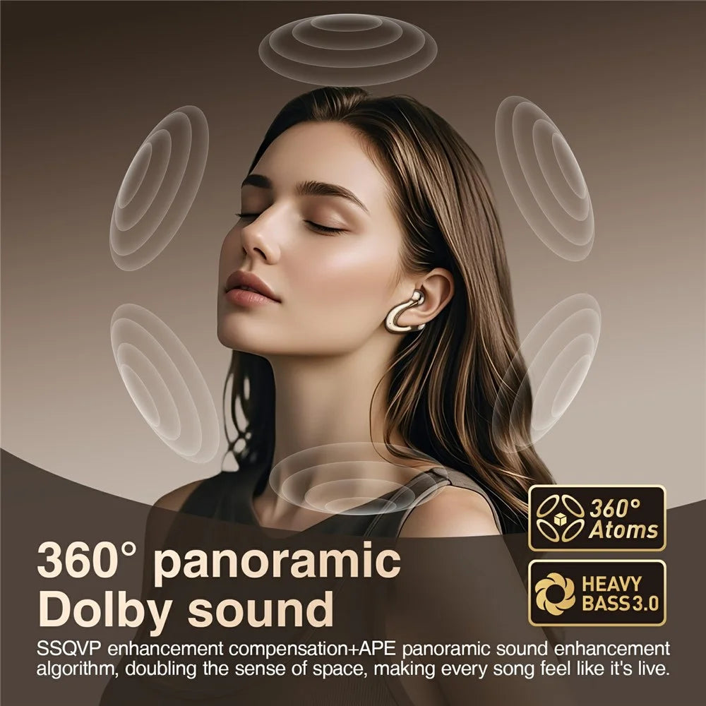 HILEO HI83 Open Ear Bluetooth-compatible 6.0 Earbuds 360 Degree Panoramic Sound Wireless Earphones - Gold - 4