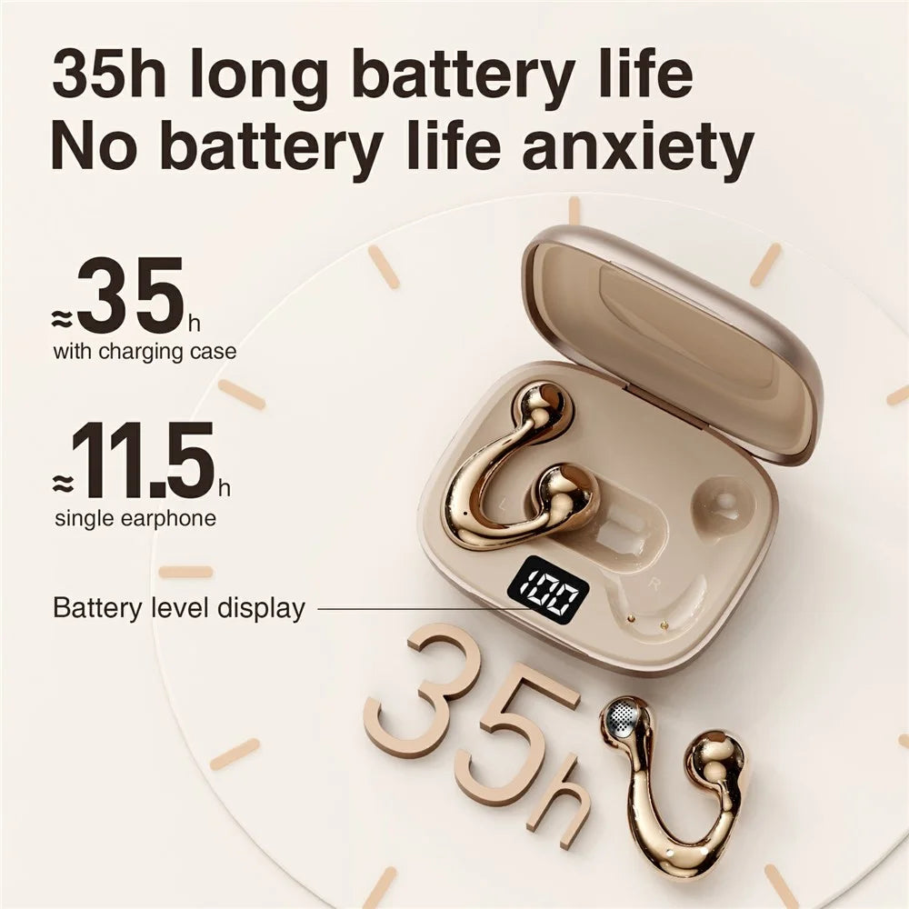 HILEO HI83 Open Ear Bluetooth-compatible 6.0 Earbuds 360 Degree Panoramic Sound Wireless Earphones - Gold - 7