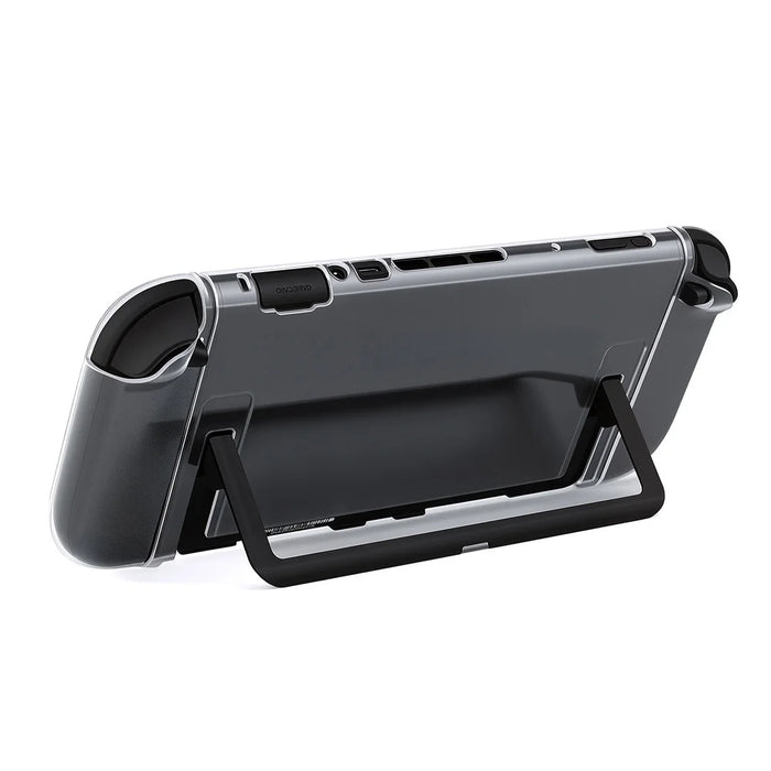DOBE TNS-51111 For Nintendo Switch OLED Game Controller Crystal Clear Case TPU + PC Cover with Kickstand - 3