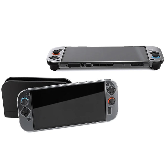 DOBE TNS-51111 For Nintendo Switch OLED Game Controller Crystal Clear Case TPU + PC Cover with Kickstand - 4