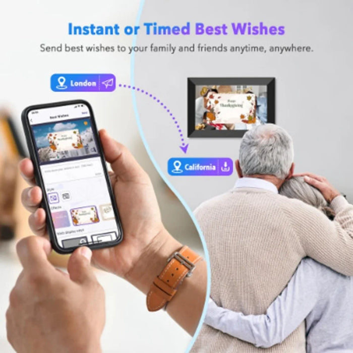 10.1 inch HD Touchscreen WiFi Digital Picture Frame Cloud Album Wireless Remote Photo  /  Video Transfer  Auto Rotate - Black  /  EU Plug - 4