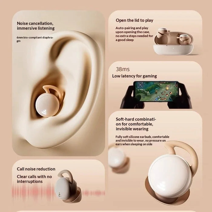 MY002 IPX5 Waterproof TWS Bluetooth-compatible Earbuds for Sports/Sleeping Wireless Headphones - Black - 3