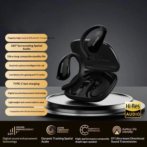 LENOVO ERAZER XF30 360° Sound Ear Hook Wireless Earbuds Open-Ear Bluetooth-Compatible Earphones Low Latency for Gaming Streaming - Black - 2