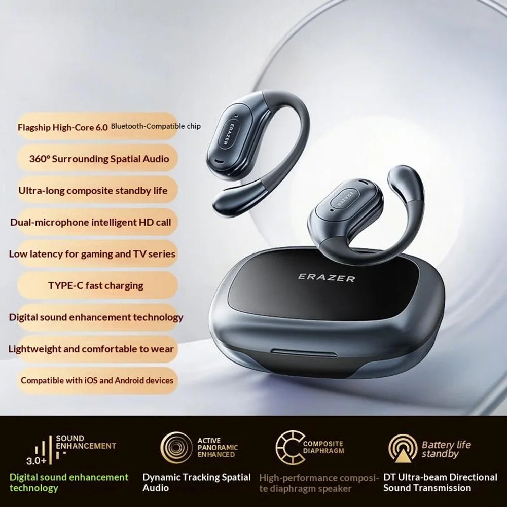 For LENOVO ERAZER XF51 Open-Ear Hook Bluetooth-Compatible Earphones 360° Surround Sound Wireless Earbuds Long Battery Life - 2