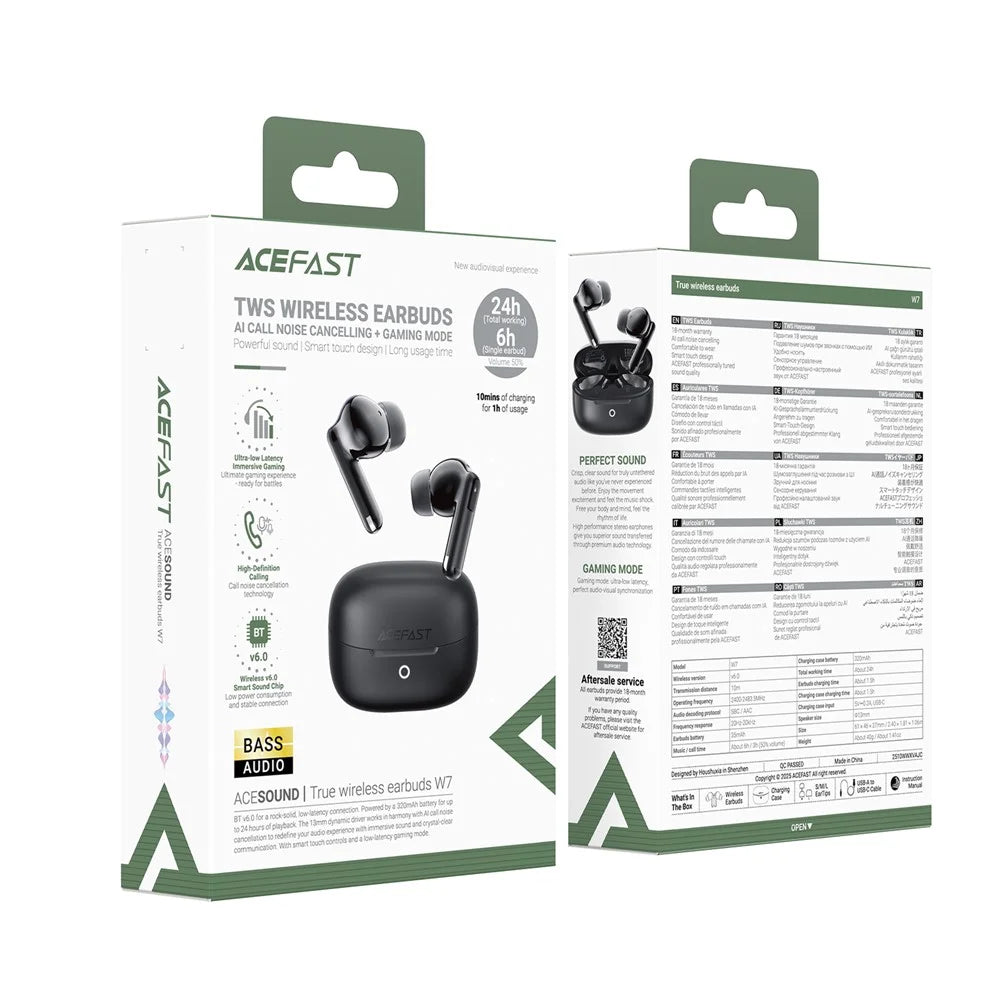ACEFAST W7 True Wireless Earbuds BT 6.0 TWS Earphones Low Latency with 13mm Dynamic Speaker for Music / Calls - Black - 7