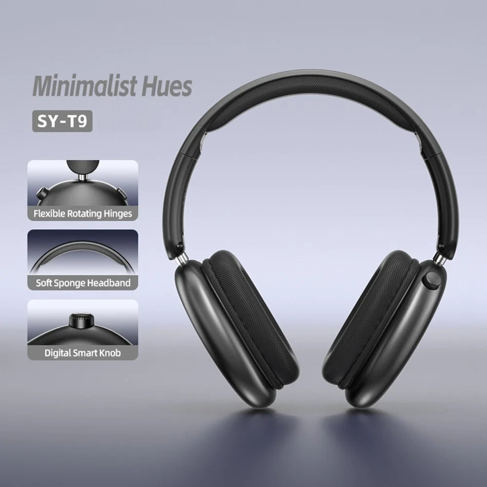 T9 Over-Ear Bluetooth-Compatible Headphones Lightweight Wireless Headphones with Hi-Fi Sound for Office Travel Gaming - Black - 7