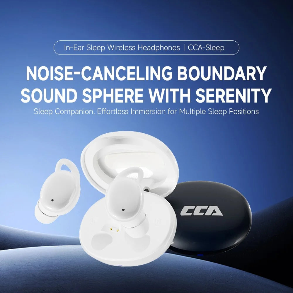 CCA Sleep Smart ANC Noise Cancelling Earbuds 6mm Dynamic Driver In-Ear Bluetooth-Compatible 5.4 Stereo Sleep Earphones - Midnight Blue - 3