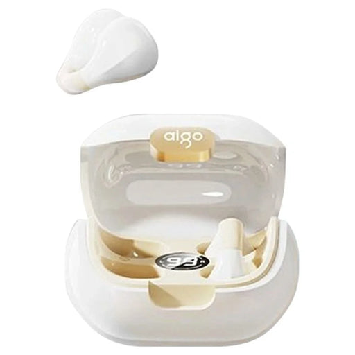 AIGO CJ155 Clip-On True Wireless Bluetooth-Compatible Earphones High Sound Earbuds with Charging Case - Beige - 1
