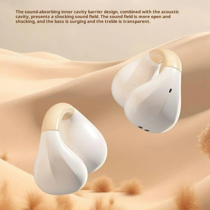 AIGO CJ155 Clip-On True Wireless Bluetooth-Compatible Earphones High Sound Earbuds with Charging Case - Beige - 2