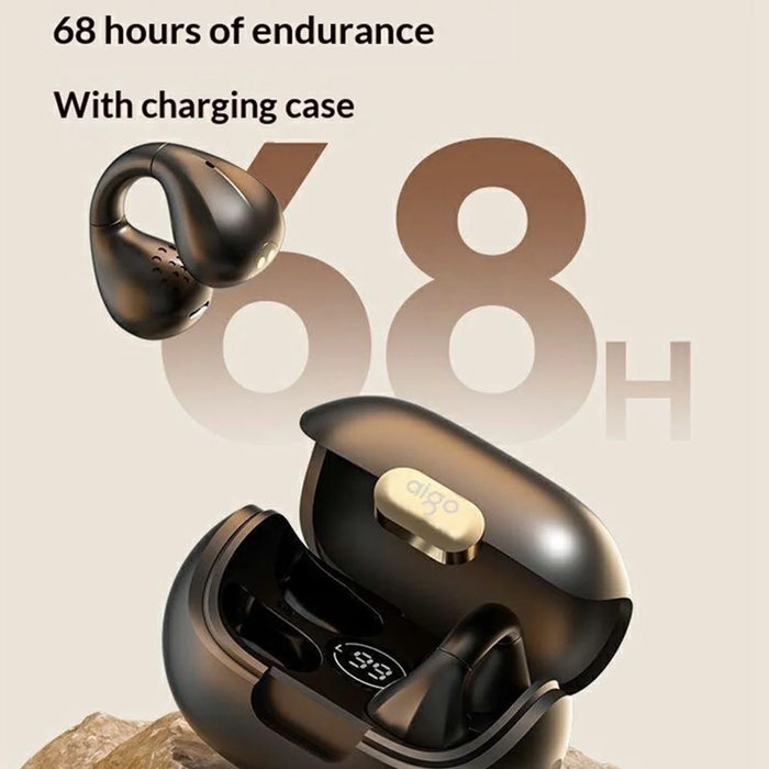 AIGO CJ155 Clip-On True Wireless Bluetooth-Compatible Earphones High Sound Earbuds with Charging Case - Beige - 4