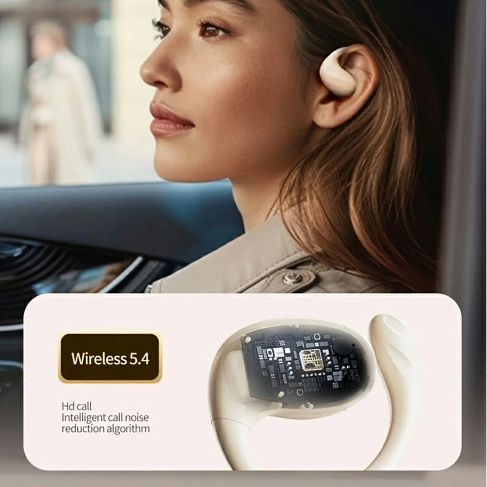 AIGO SJ225 Over-Ear Hook True Wireless Earphones Bluetooth-Compatible High Sound Earbuds with Charging Case - Beige - 3