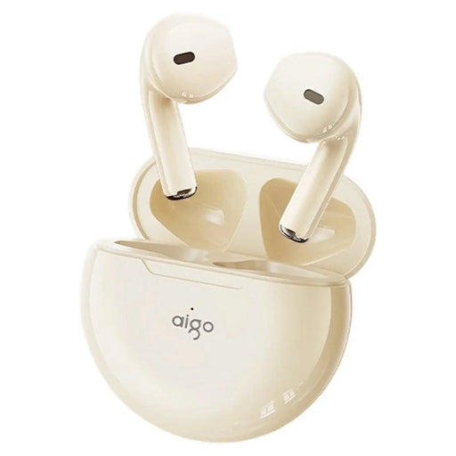 AIGO TJ07 Semi-In-Ear True Wireless Bluetooth-Compatible Earphones Smart Touch Earbuds with Charging Case - Beige - 1