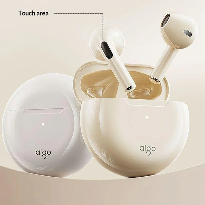 AIGO TJ07 Semi-In-Ear True Wireless Bluetooth-Compatible Earphones Smart Touch Earbuds with Charging Case - Beige - 7