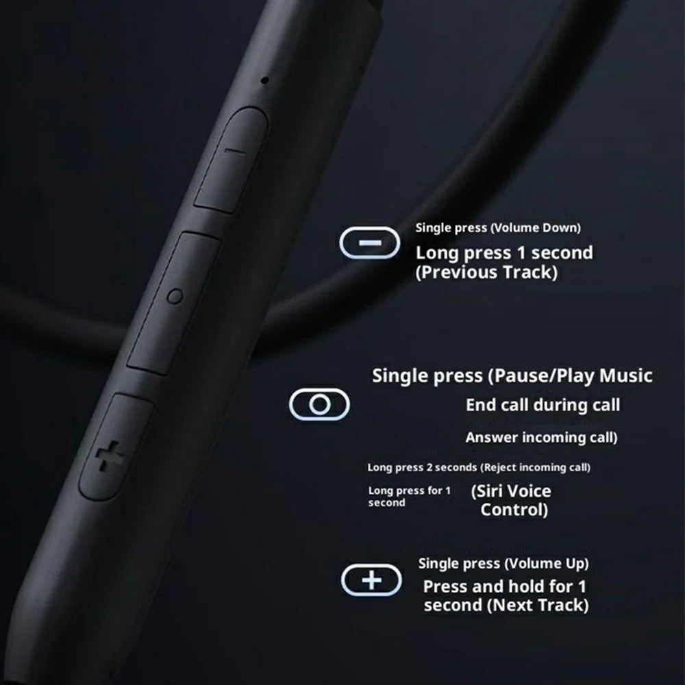AIGO WJ02 Neckband In-Ear True Wireless Earbuds Bluetooth-Compatible Earphones with Magnetic Anti-Tangle - Black - 6