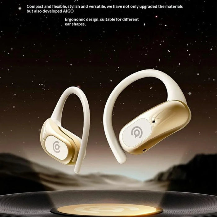 AIGO SJ298 Over-Ear Hook True Wireless Bluetooth-Compatible Earphones Smart Touch Earbuds with Charging Case - Beige - 6