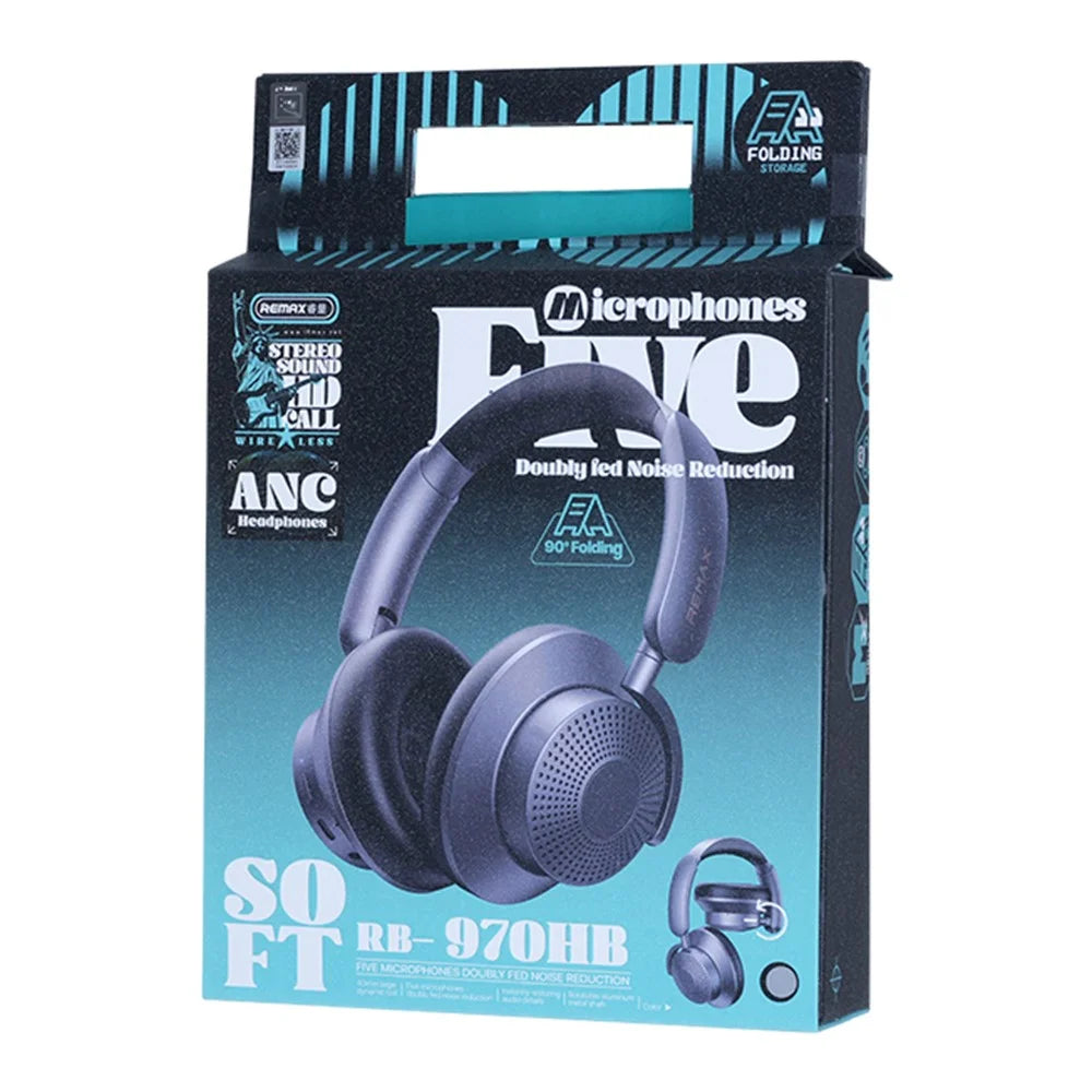 REMAX RB-970HB Wireless Over-Ear Headphones ANC Noise Canceling Bluetooth-Compatible Headset with Soft Earpads - Black - 3