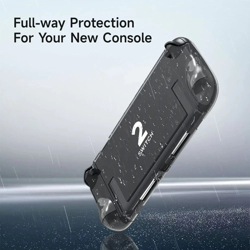 EASYSMX A02 For Nintendo Switch 2 Game Console Transparent Protective Case with Silicone Joy-Con Grip Handle Cover Set - 2