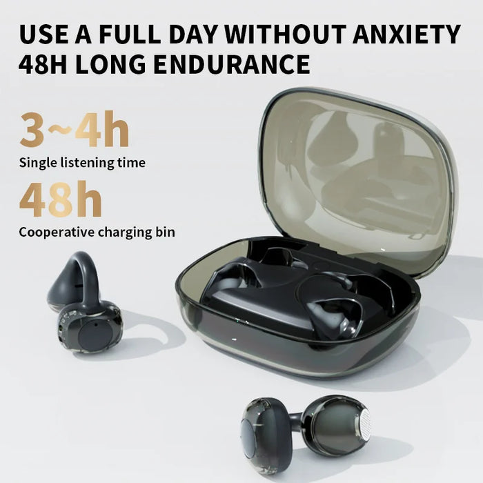 LX-21 Wireless Bluetooth-compatible Earbuds Panoramic Spatial Audio Clip-On Stereo Earbuds - Black - 3