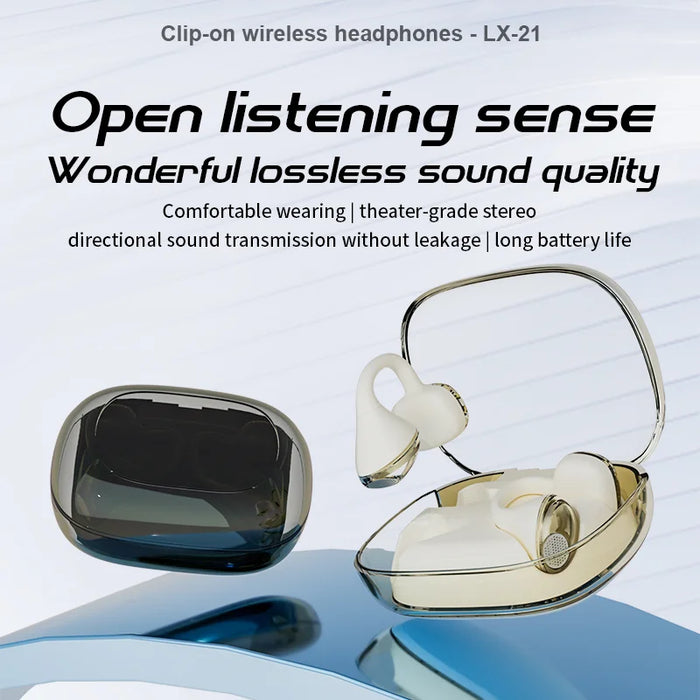 LX-21 Wireless Bluetooth-compatible Earbuds Panoramic Spatial Audio Clip-On Stereo Earbuds - Black - 4