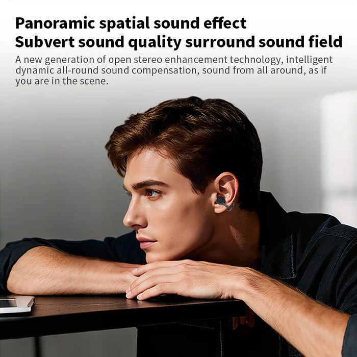 LX-21 Wireless Bluetooth-compatible Earbuds Panoramic Spatial Audio Clip-On Stereo Earbuds - Black - 7