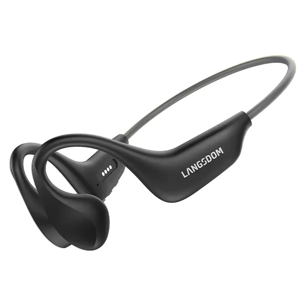 LANGSDOM BE20 Bone Conduction Open Ear Earphones IPX8 Waterproof ENC Noise Reduction Bluetooth-compatible Sports Earphones - Black Grey - 1