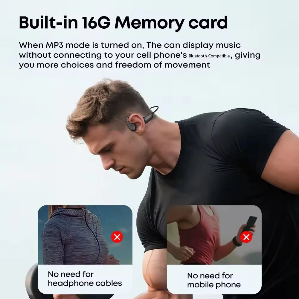 LANGSDOM BE20 Bone Conduction Open Ear Earphones IPX8 Waterproof ENC Noise Reduction Bluetooth-compatible Sports Earphones - Black Grey - 3