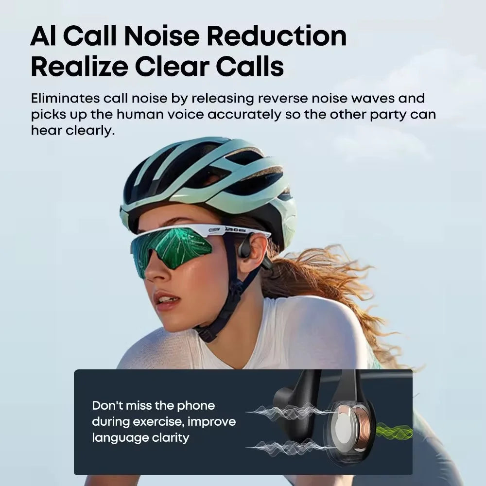 LANGSDOM BE20 Bone Conduction Open Ear Earphones IPX8 Waterproof ENC Noise Reduction Bluetooth-compatible Sports Earphones - Black Grey - 4