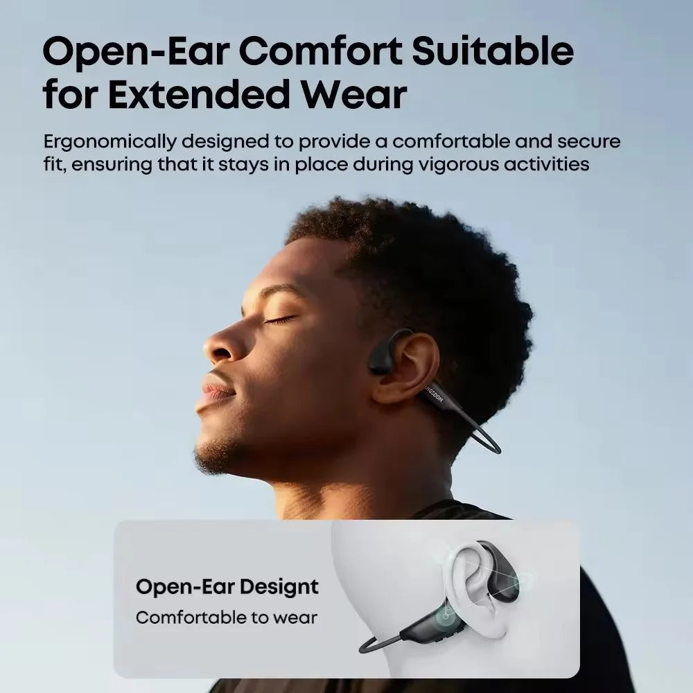 LANGSDOM BE20 Bone Conduction Open Ear Earphones IPX8 Waterproof ENC Noise Reduction Bluetooth-compatible Sports Earphones - Black Grey - 5