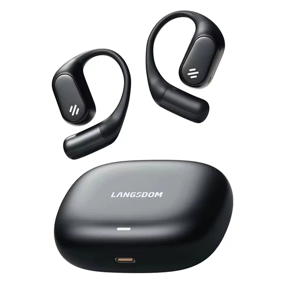 LANGSDOM TE09 Wireless Earphones OWS Ear-Hook Earbuds for Music / Calls - Black - 1