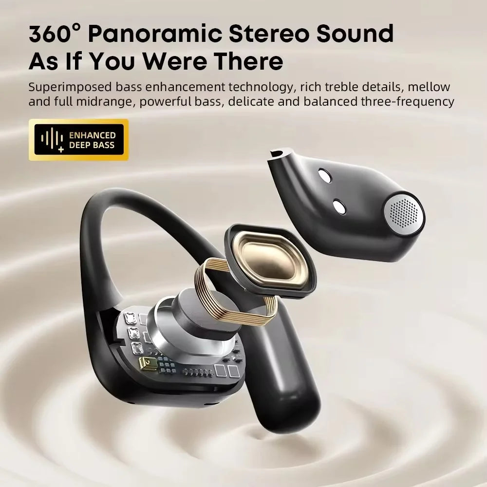 LANGSDOM TE09 Wireless Earphones OWS Ear-Hook Earbuds for Music / Calls - Black - 3