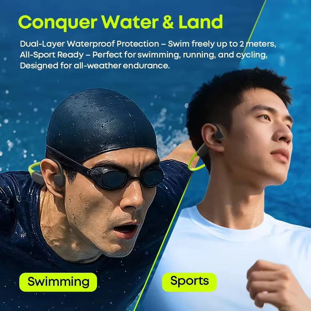 LANGSDOM BE23 Bone Conduction Earphones Waterproof Open Ear Bluetooth-compatible Earphones Built-in 32GB Storage - Black - 2
