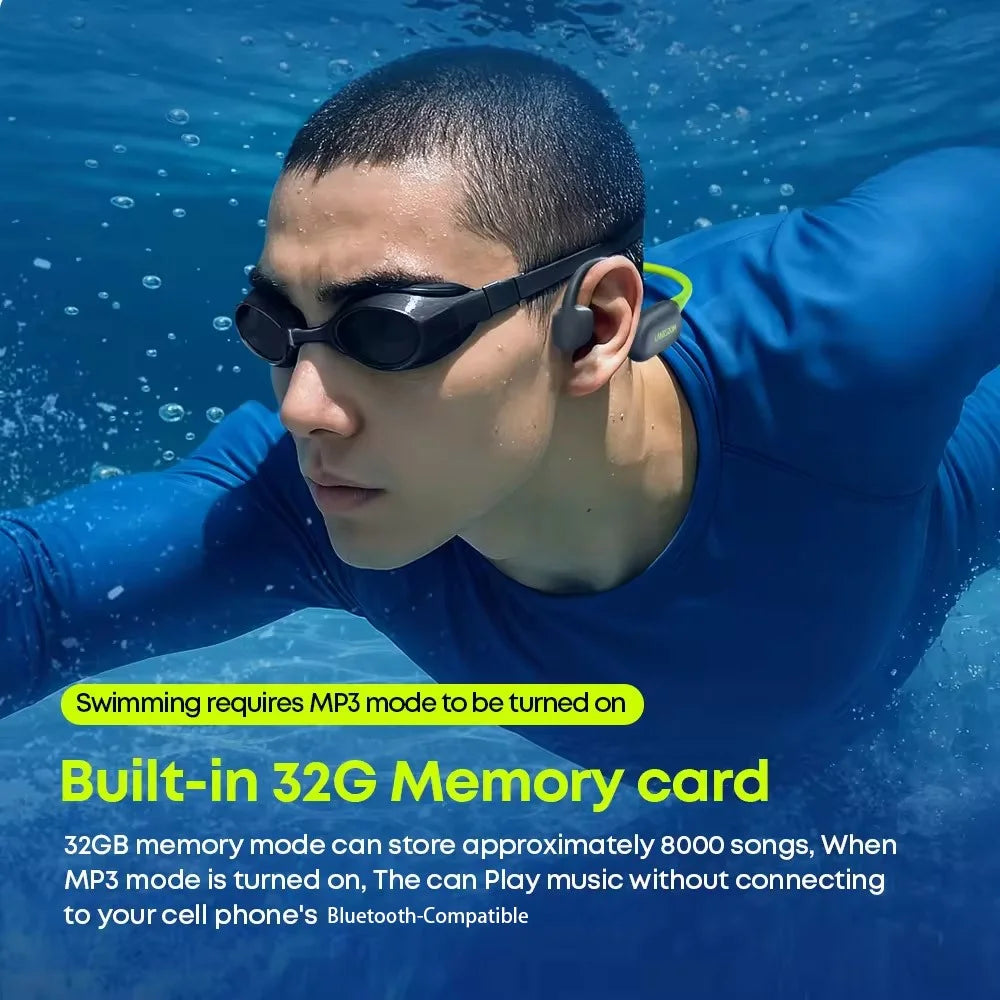 LANGSDOM BE23 Bone Conduction Earphones Waterproof Open Ear Bluetooth-compatible Earphones Built-in 32GB Storage - Black - 3