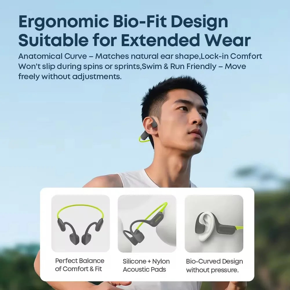 LANGSDOM BE23 Bone Conduction Earphones Waterproof Open Ear Bluetooth-compatible Earphones Built-in 32GB Storage - Black - 4