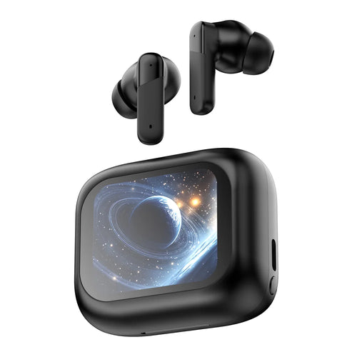 BY09 Wireless Earbuds with Full Color Touch Screen Charging Case HiFi Sound Bluetooth-compatible In-ear Earbuds - Black - 1