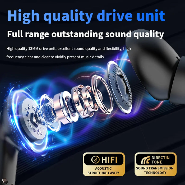 BY09 Wireless Earbuds with Full Color Touch Screen Charging Case HiFi Sound Bluetooth-compatible In-ear Earbuds - Black - 4