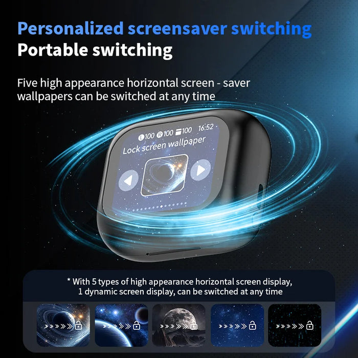 BY09 Wireless Earbuds with Full Color Touch Screen Charging Case HiFi Sound Bluetooth-compatible In-ear Earbuds - Black - 6