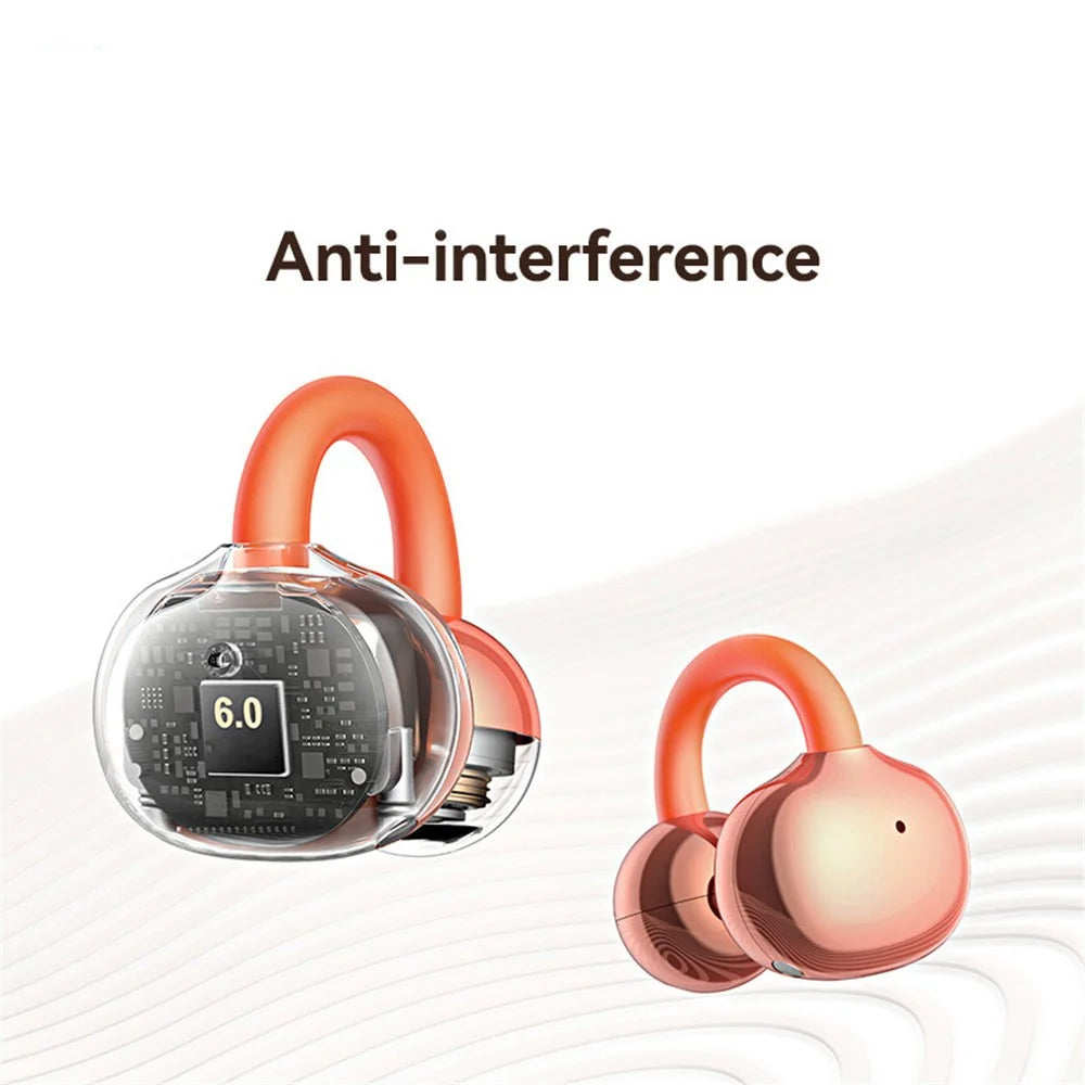 USAMS Echo R03 Clip-On Earbuds 11mm Driver Bluetooth-compatible 6.0 Wireless Earbuds - Blue - 7
