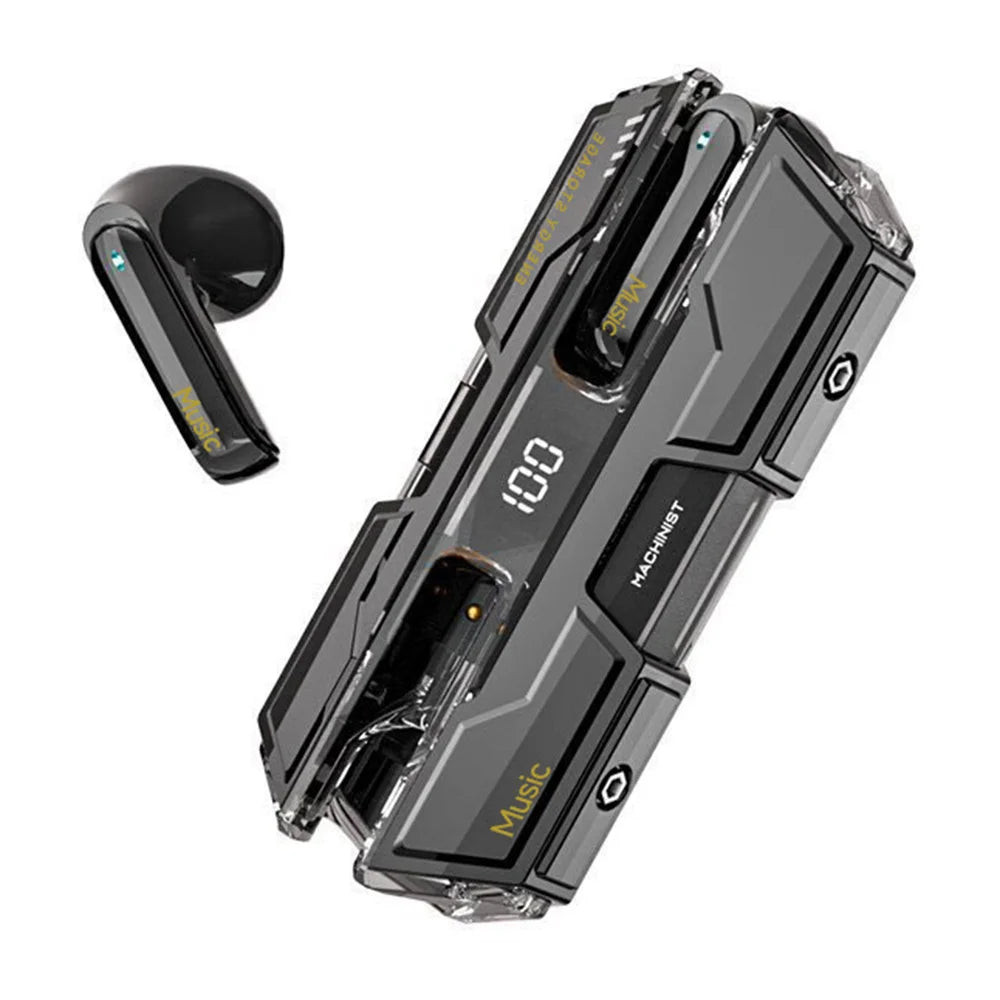 G20 Low Latency Gaming Bluetooth-compatible Earbuds TWS Wireless Earbuds with Battleship Design Charging Case  - Black - 1