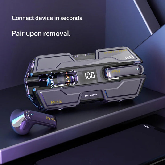 G20 Low Latency Gaming Bluetooth-compatible Earbuds TWS Wireless Earbuds with Battleship Design Charging Case  - Black - 2